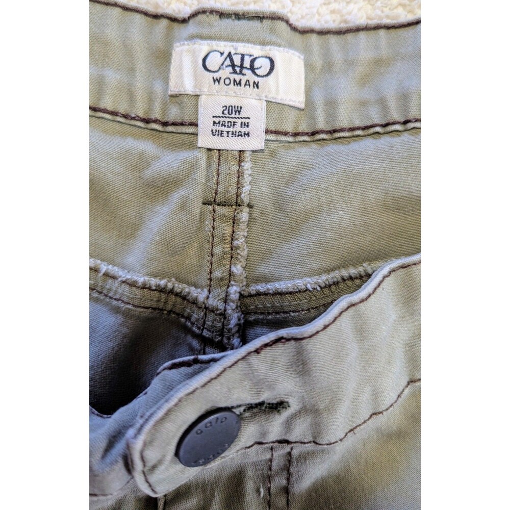 Cato Woman Plus Size 20W Olive Green Stretch Twill Pants EUC - Picture 4 of 11